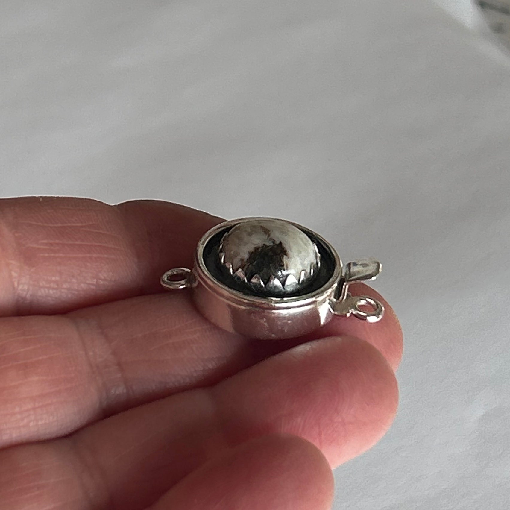 AAA Large White Buffalo Clasp Sterling 12.5mm Southwest Style