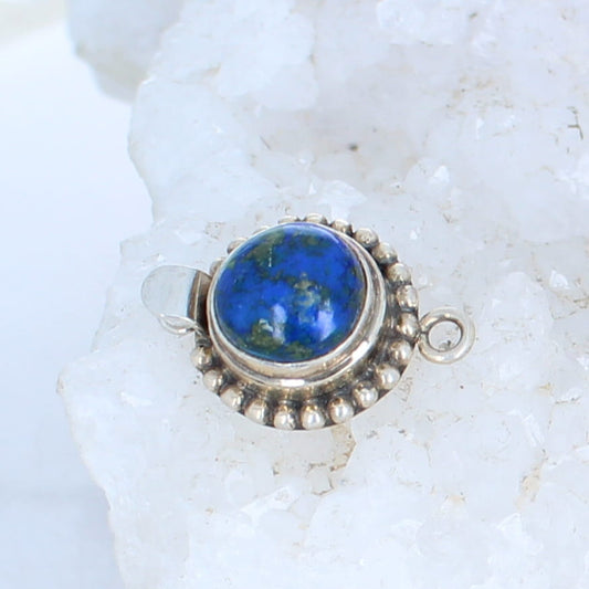 AAA Azurite Clasp Sterling 12mm Semi Round Ball Design -NewWorldGems