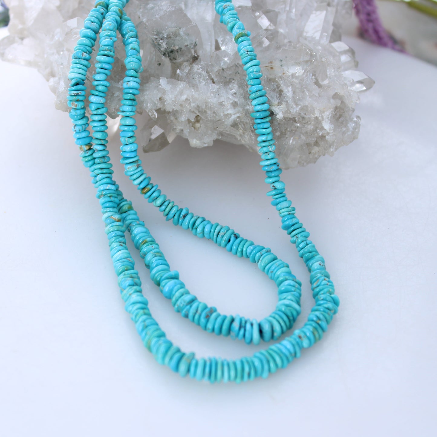 AAA Deep Blue Matrix Lone Mountain Turquoise Disc Beads 4-7mm