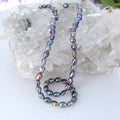 Purple Blue Peacock Pearls 5x6mm 16"
