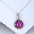 Elegant Pink Genuine Ruby Pendant Necklace Sterling Round