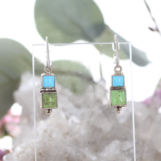Sleeping Beauty TURQUOISE Earrings with Gaspeite Sterling
