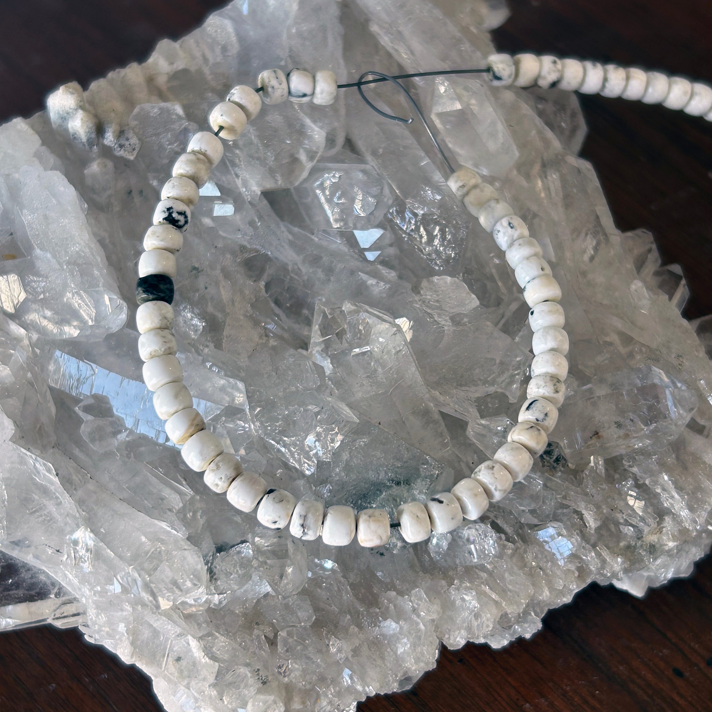 AAA White Nevada Turquoise White Buffalo Beads Pueblos 5x4mm 8"