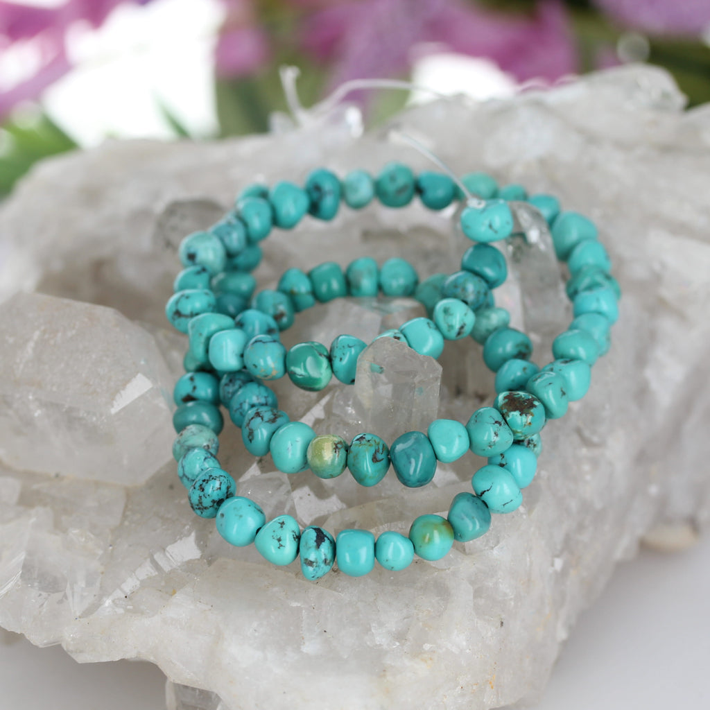 Emerald Valley Turquoise Beads Blue Green 6-7mm Nuggets 16"