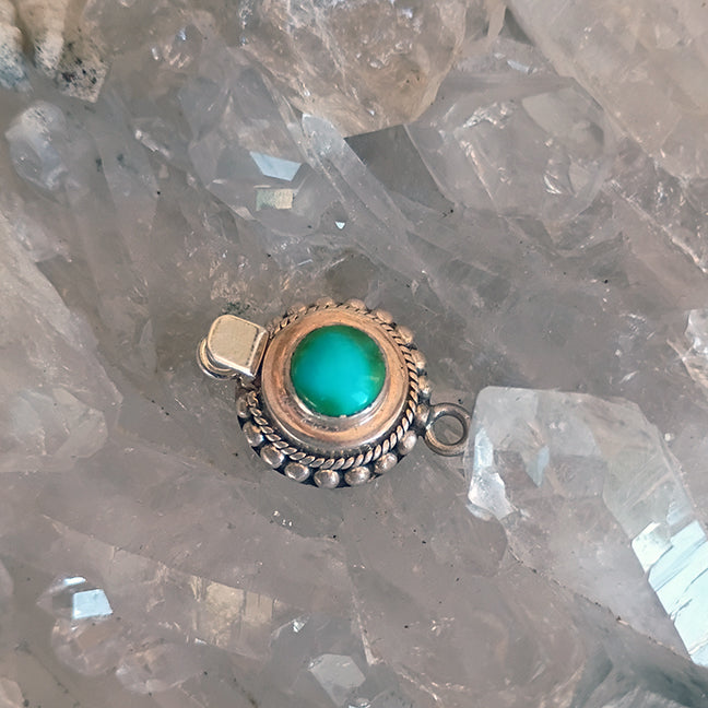 AAA Blue Green Sonoran Mountain Turquoise Clasp Sterling 7mm Southwestern