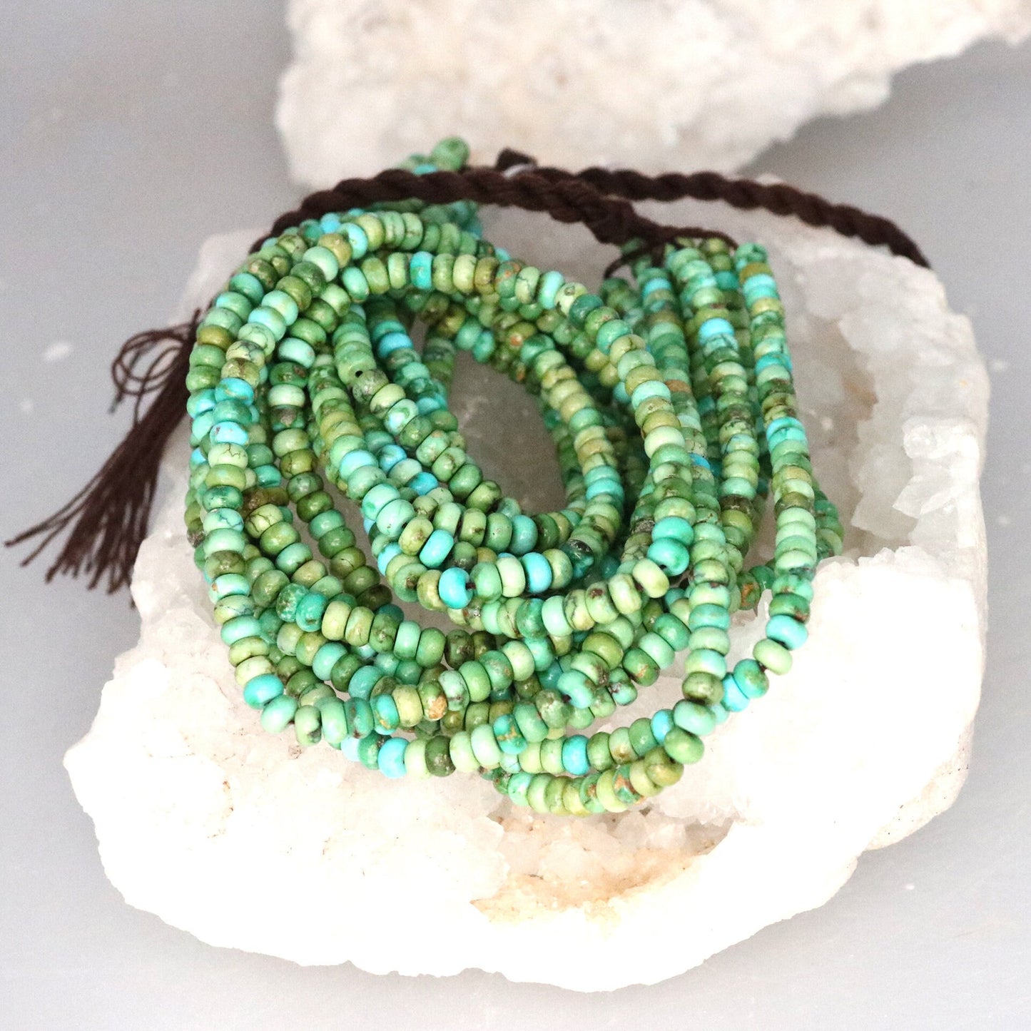 SONORAN GOLD Turquoise Beads Light Lime Green Blue 3mm Rondelles 16"
