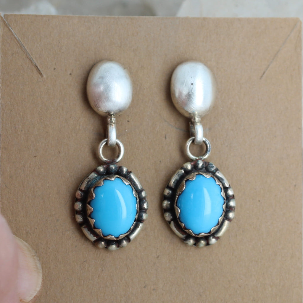 BRILLIANT BLUEBIRD Mine Turquoise Earrings Sterling