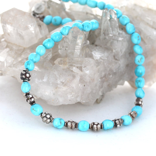 SONORAN ROSE Turquoise Beads Necklace Sterling Silver Exquisite Blue