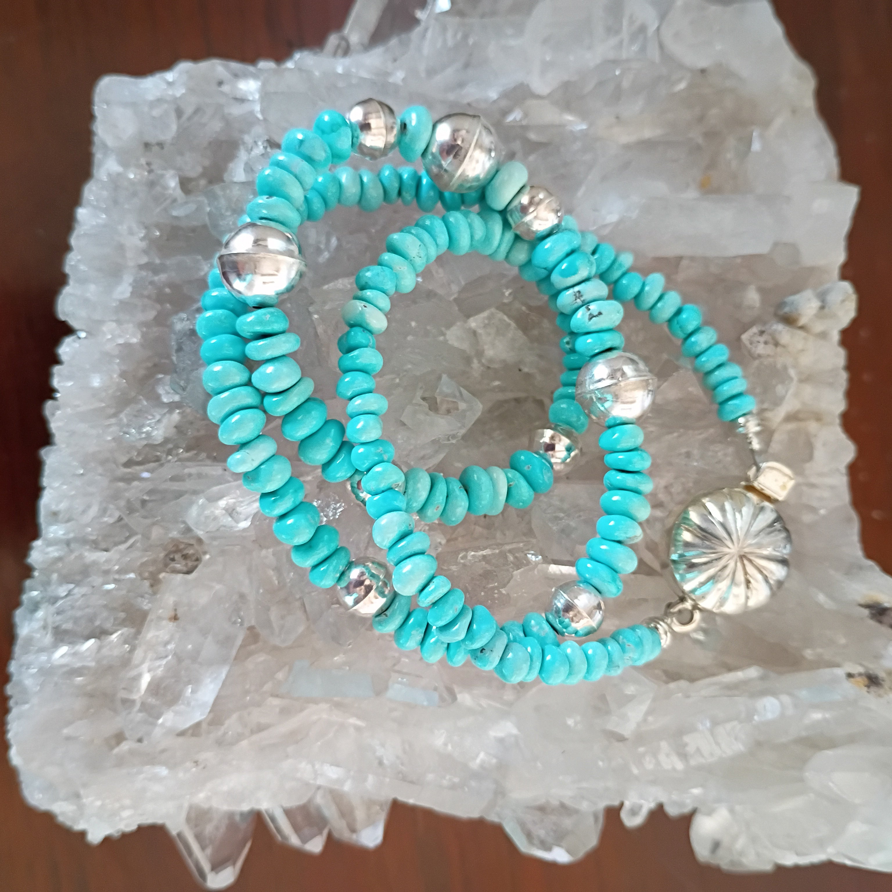 Aqua Blue Nevada Lone Mountain Turquoise Necklace Sterling Southwestern