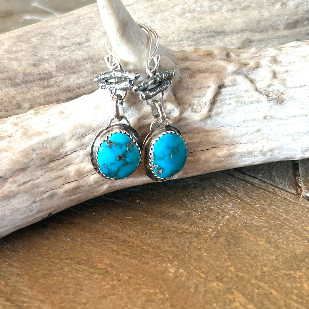 AAA Sleeping Beauty Turquoise Earrings Sterling Willow Branch Style