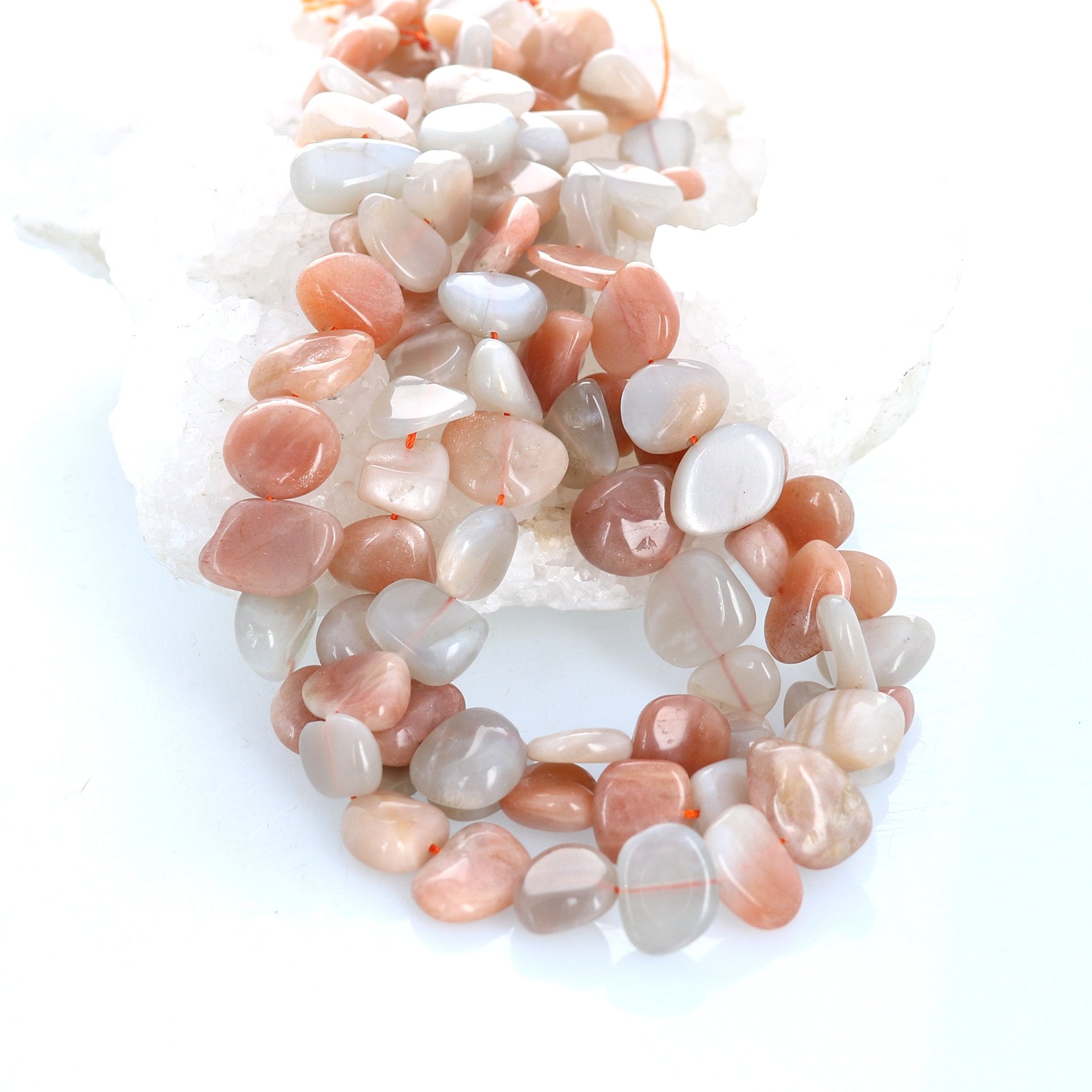 Multi Color Moonstone Beads Side Drilled 16"