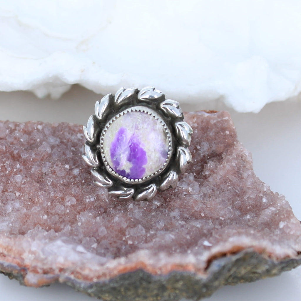 AAA SUGILITE RING Round Shaped Sterling Size 6.5 -NewWorldGems