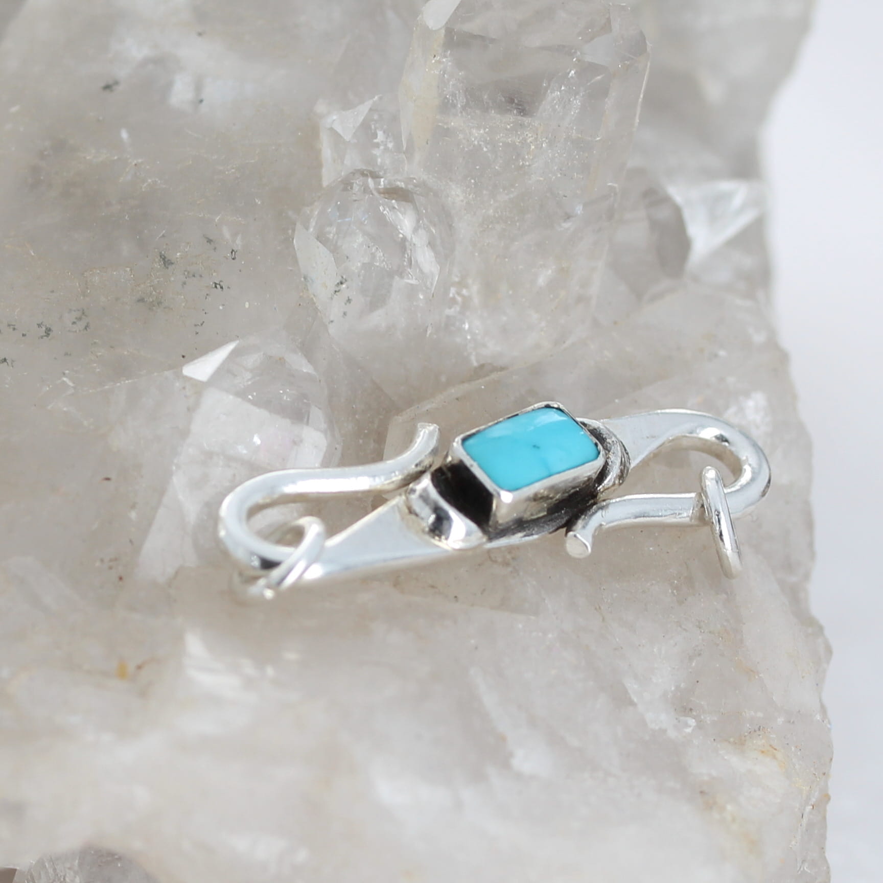 Blue Sleeping Beauty Turquoise Clasp S Shaped Sterling Moons 4x7mm