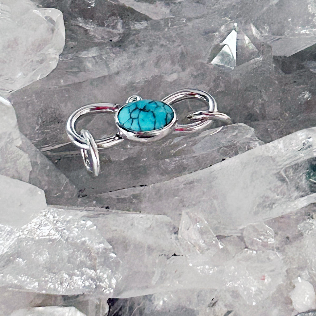 AAA Egyptian Turquoise Sterling S Shaped Clasp Sterling Silver 6.5x8.5mm