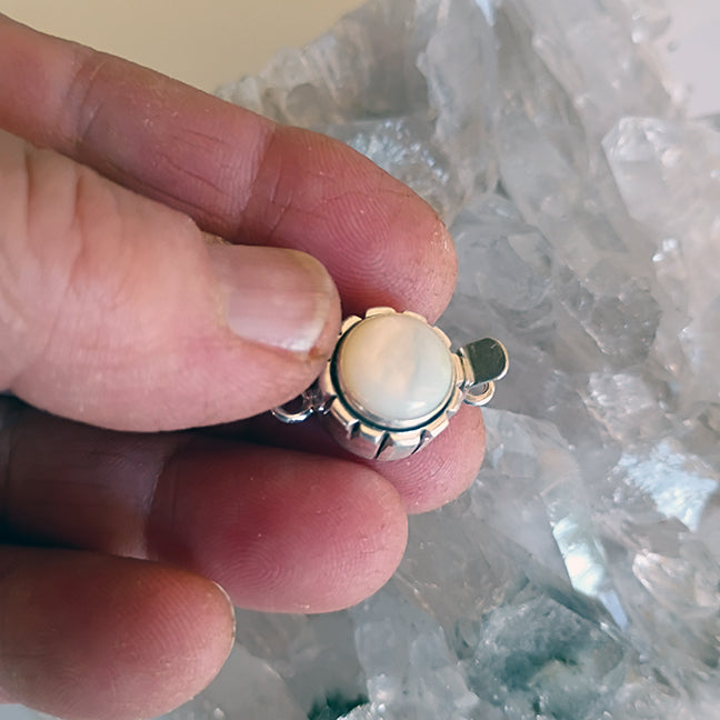MOTHER OF PEARL Clasp 10mm Round Southwestern Style Sterling