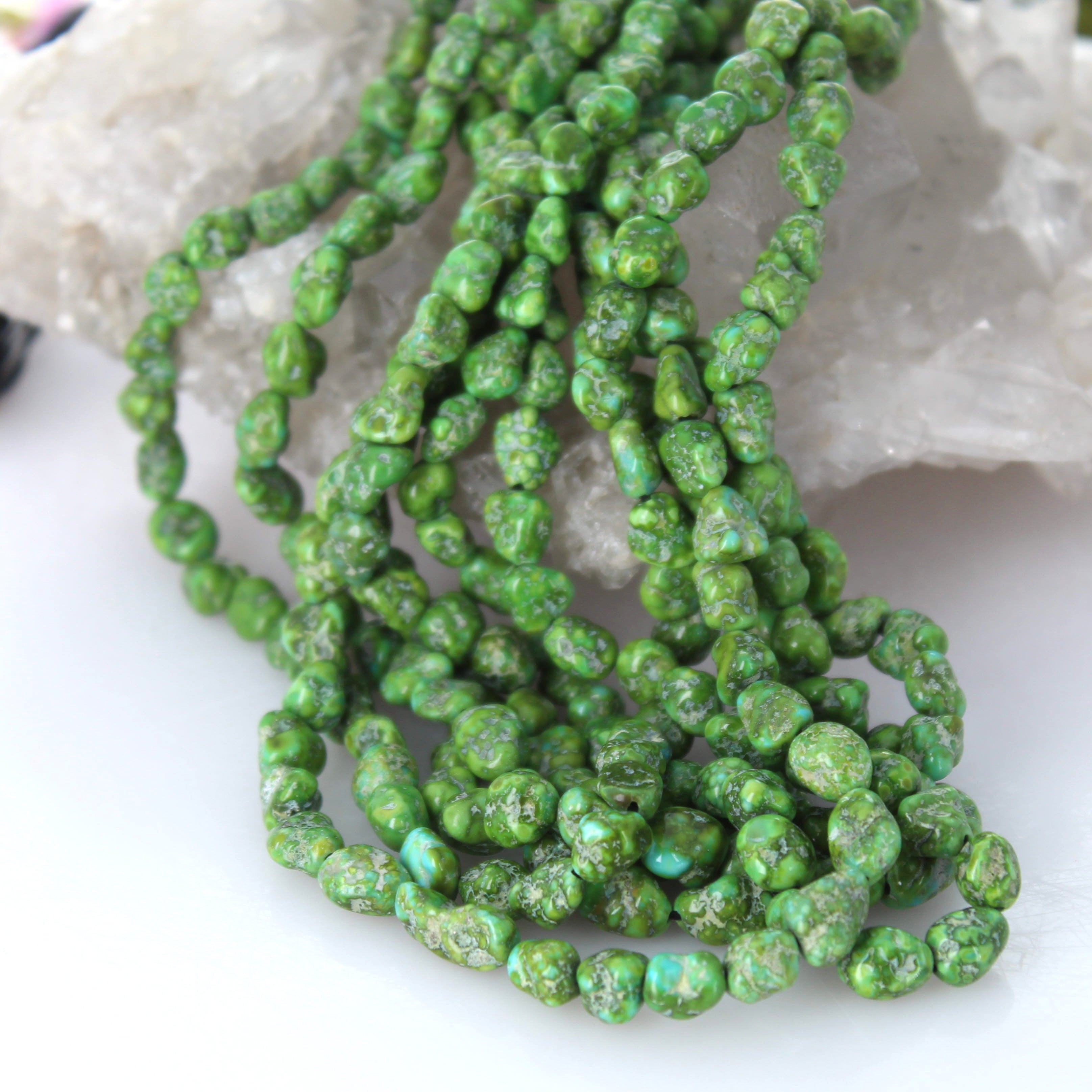 Brilliant Sonoran Gold Turquoise Lime Green 6-6.5mm 8"