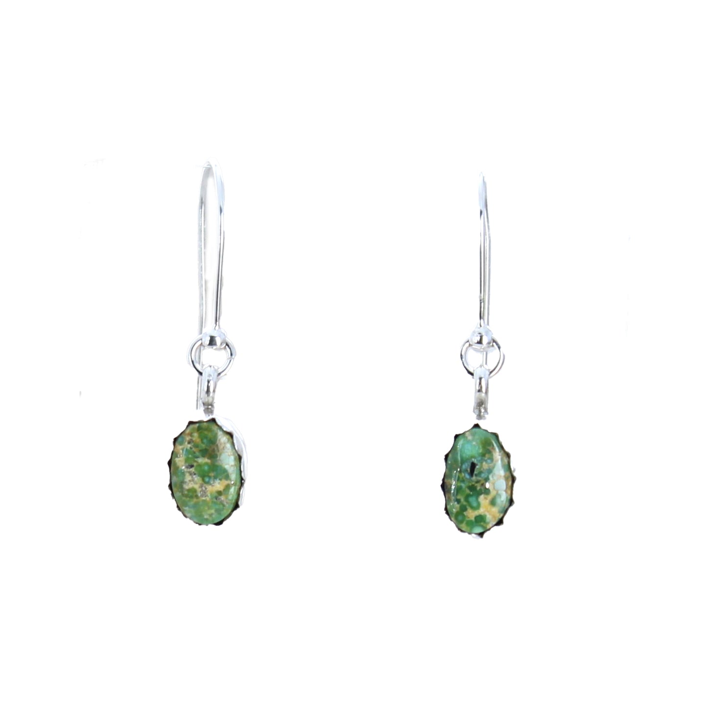Green Sonoran Gold Turquoise Earrings Sterling Silver Drops