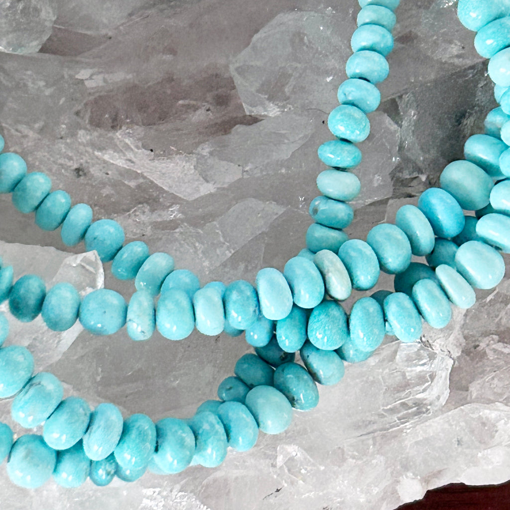 AAA CAMPITOS TURQUOISE 3.8-7.8mm Rondelle Beads Robins Egg Blue 18" NewWorldGems