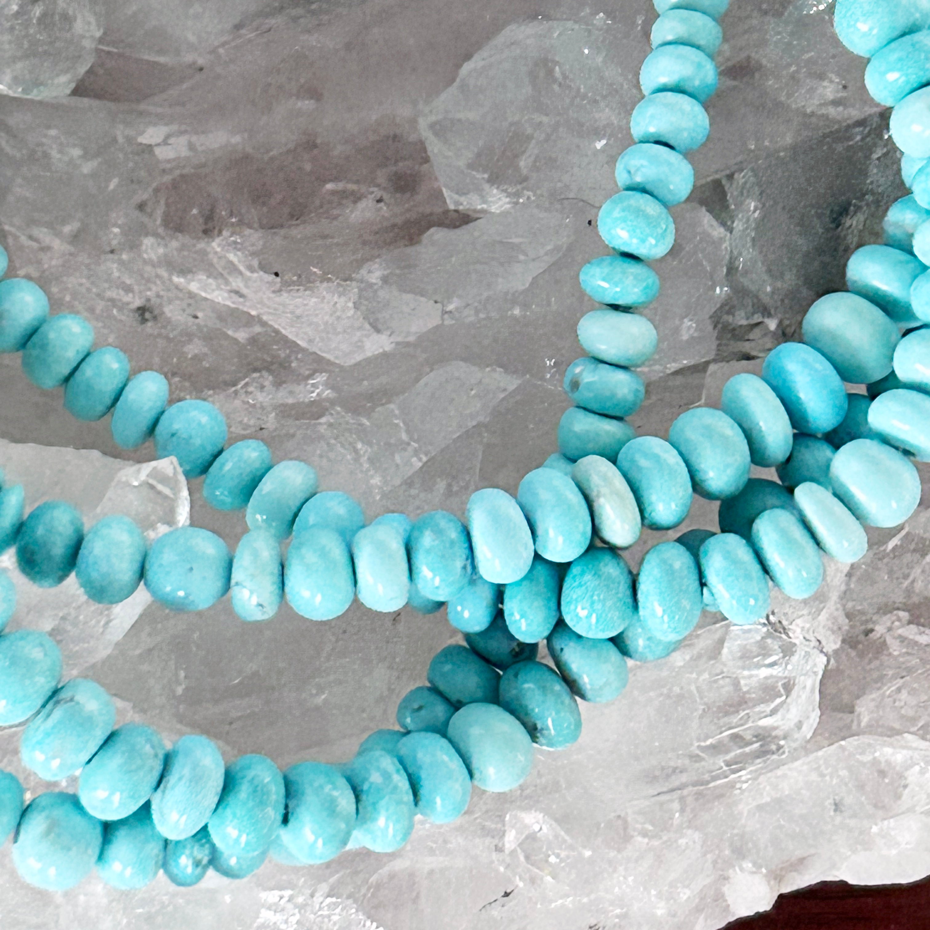 AAA CAMPITOS TURQUOISE 3.8-7.8mm Rondelle Beads Robins Egg Blue 18" NewWorldGems