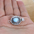 Kazakhstan Turquoise Clasp Sterling Moon Lotus 8.5x10.5mm