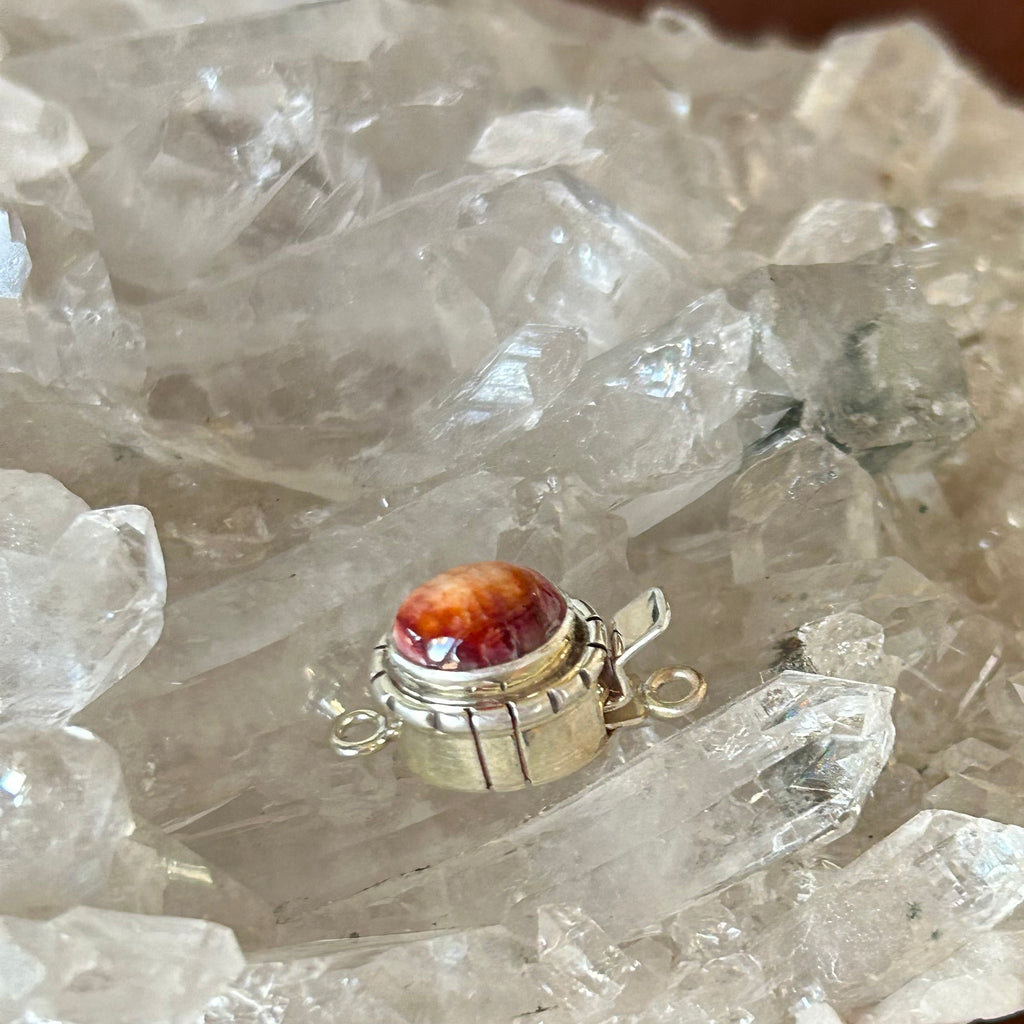 Deep Sunset Orange SPINY OYSTER Clasp Sterling 8x10mm Southwest
