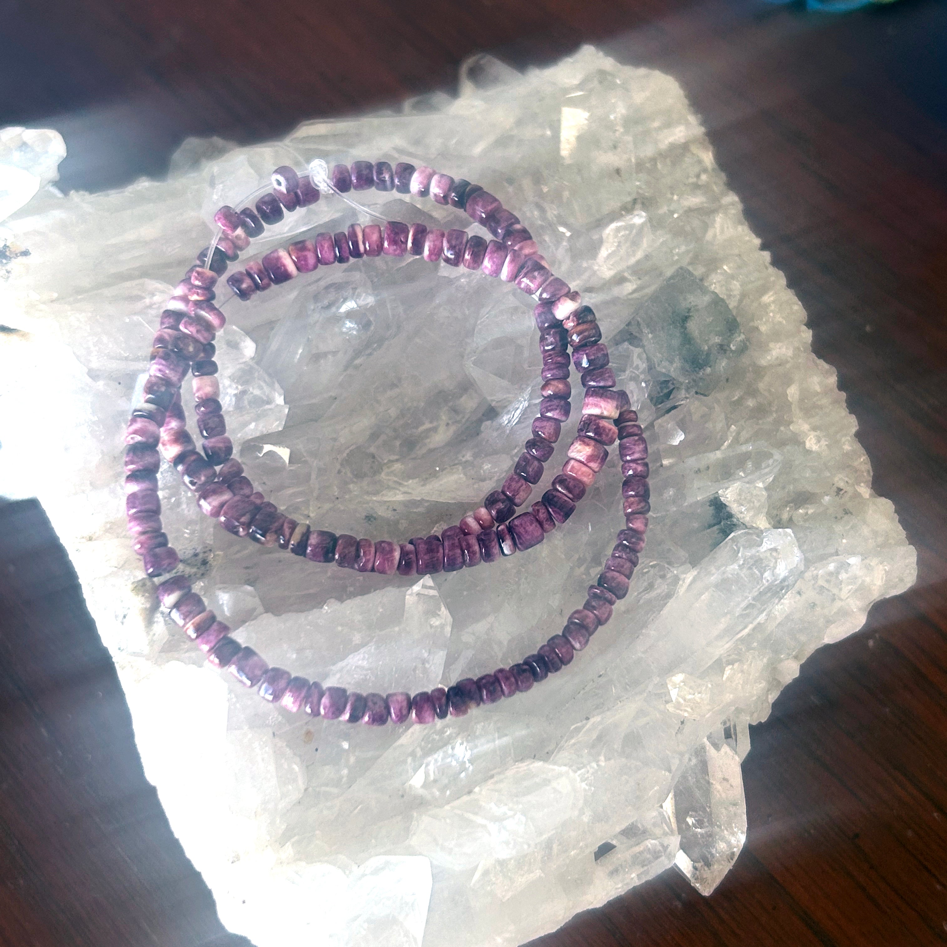 Royal Purple Spiny Oyster Beads Heshi 3.5-4.8mm 16"