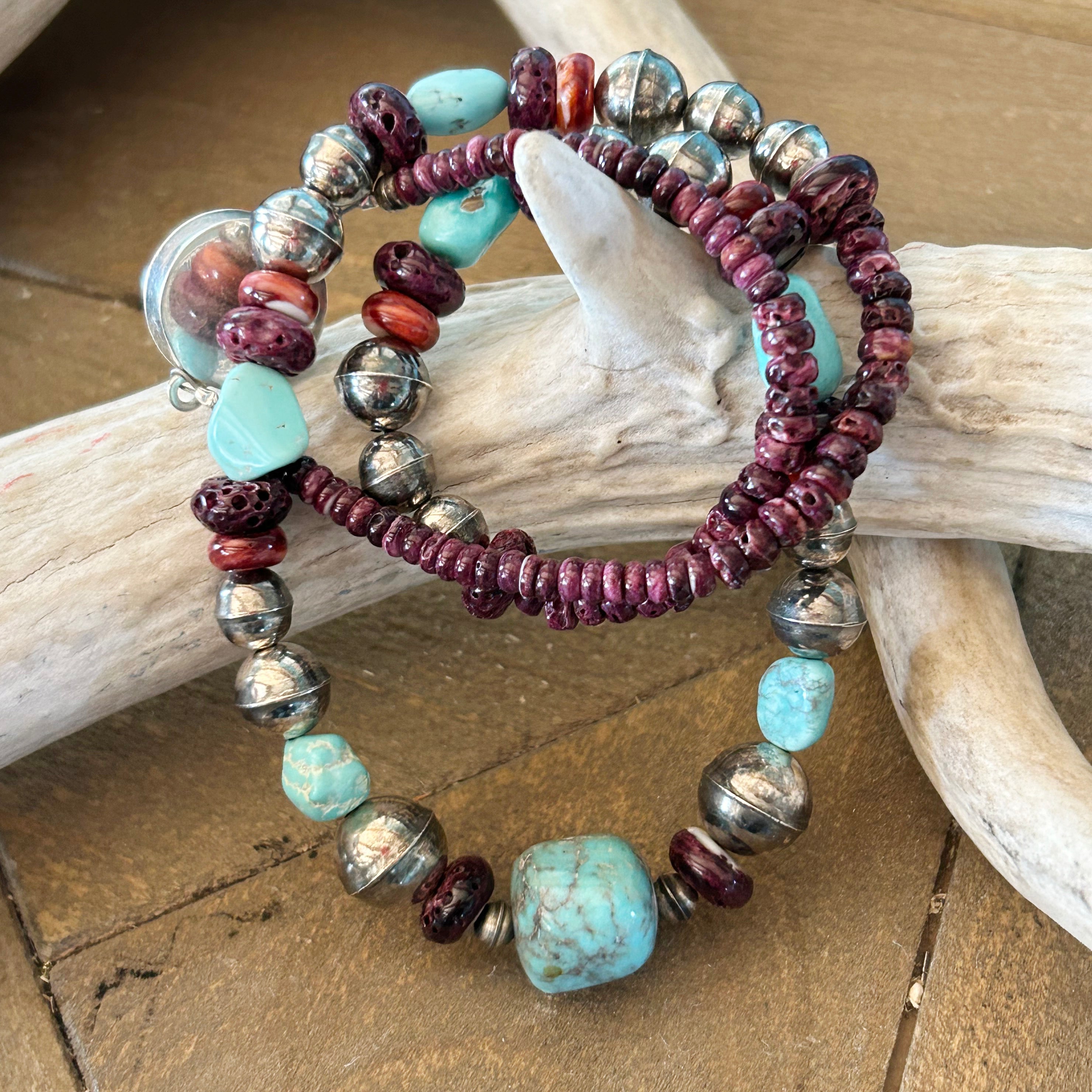Sierra Nevada Turquoise Necklace Spiny Oyster Fiesta Benchmade Beads 21"