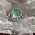 AAA KINGMAN TURQUOISE 14mm Round Sterling Granulated Clasp Green