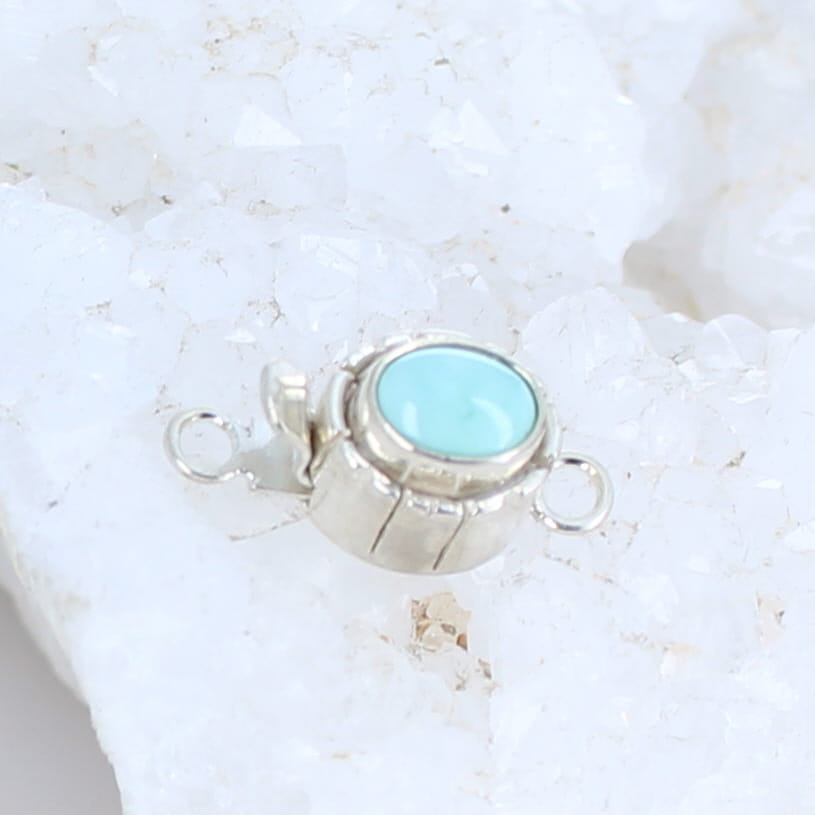 DRY CREEK TURQUOISE Clasp Pale Sky Blue Oval Sterling Southwest Design -NewWorldGems