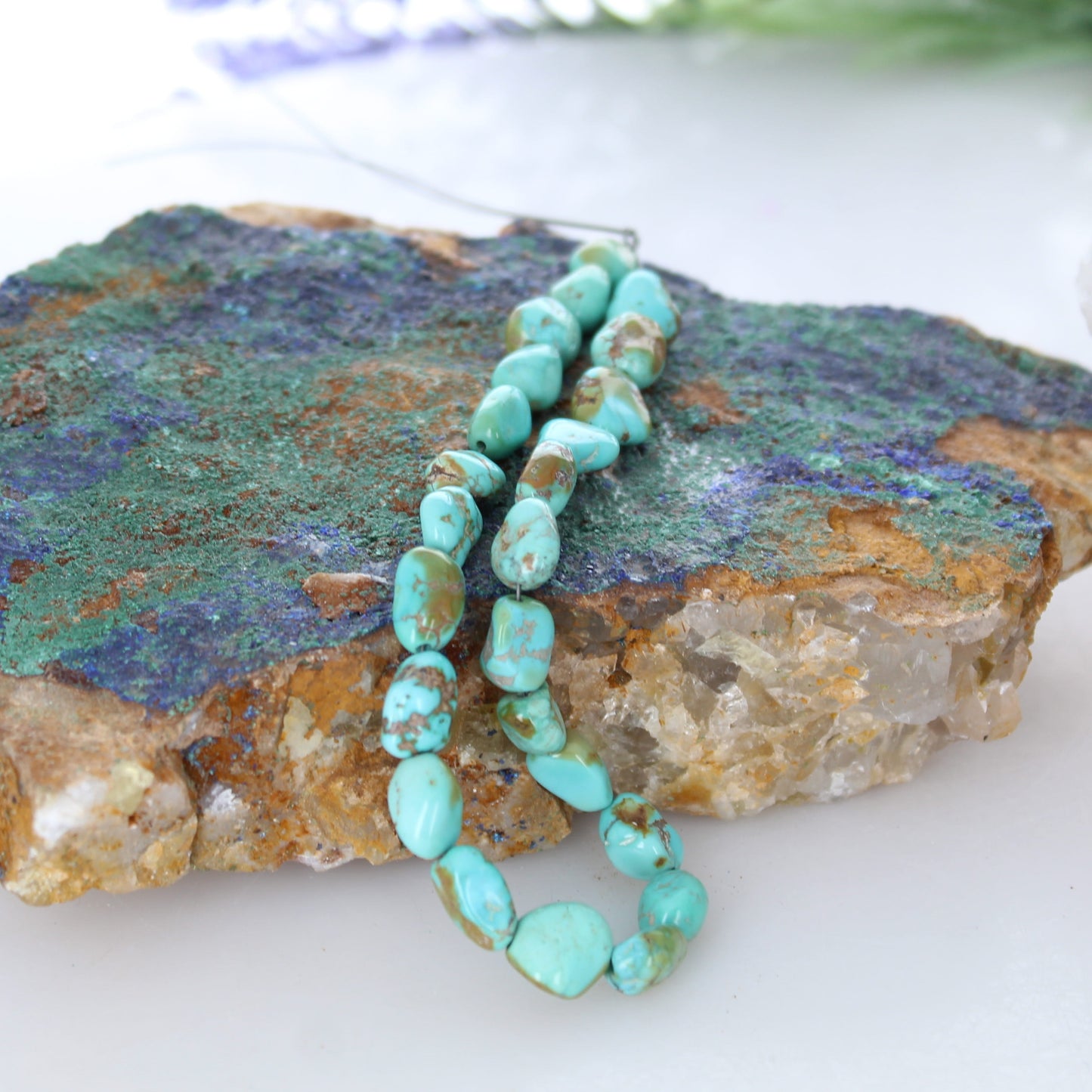 TURQUOISE MOUNTAIN BEADS Potato Shaped Blue Green 8"