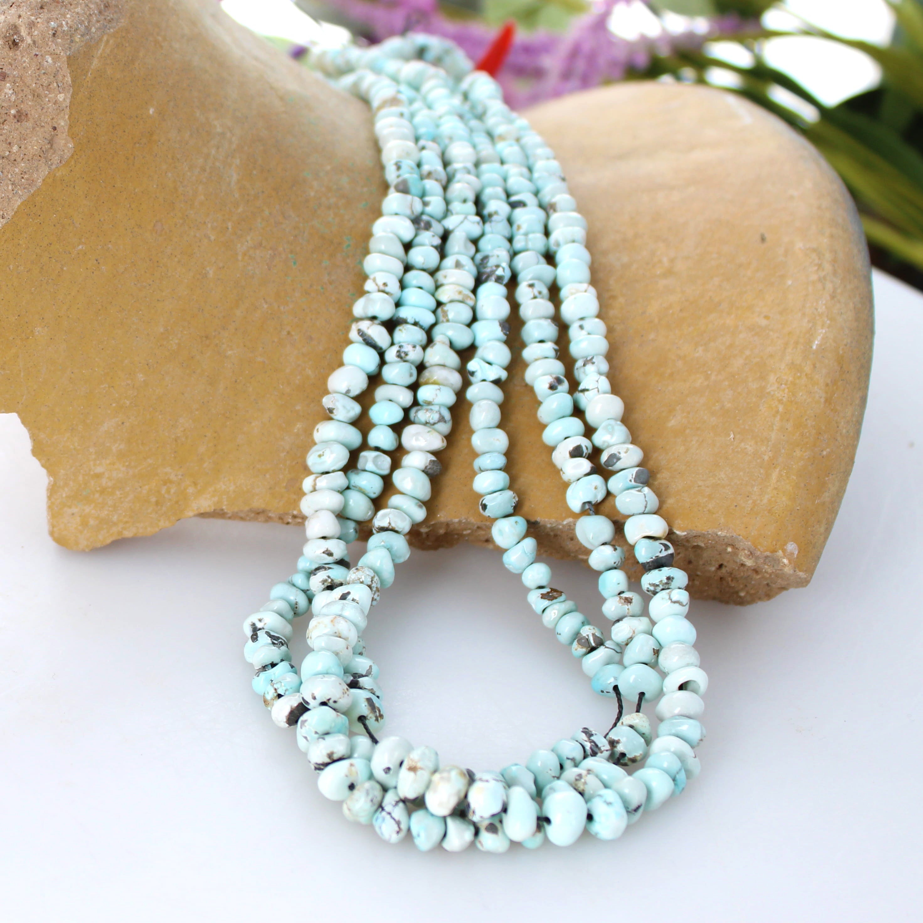 AAA ICE BLUE Matrix Lone Mountain Turquoise Beads 4-8mm