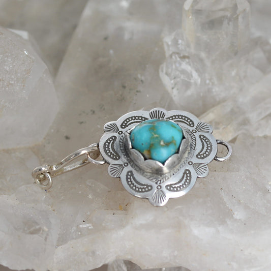 Sonoran Gold turquoise Clasp Sterling Heart Shaped Southwest Hook Style