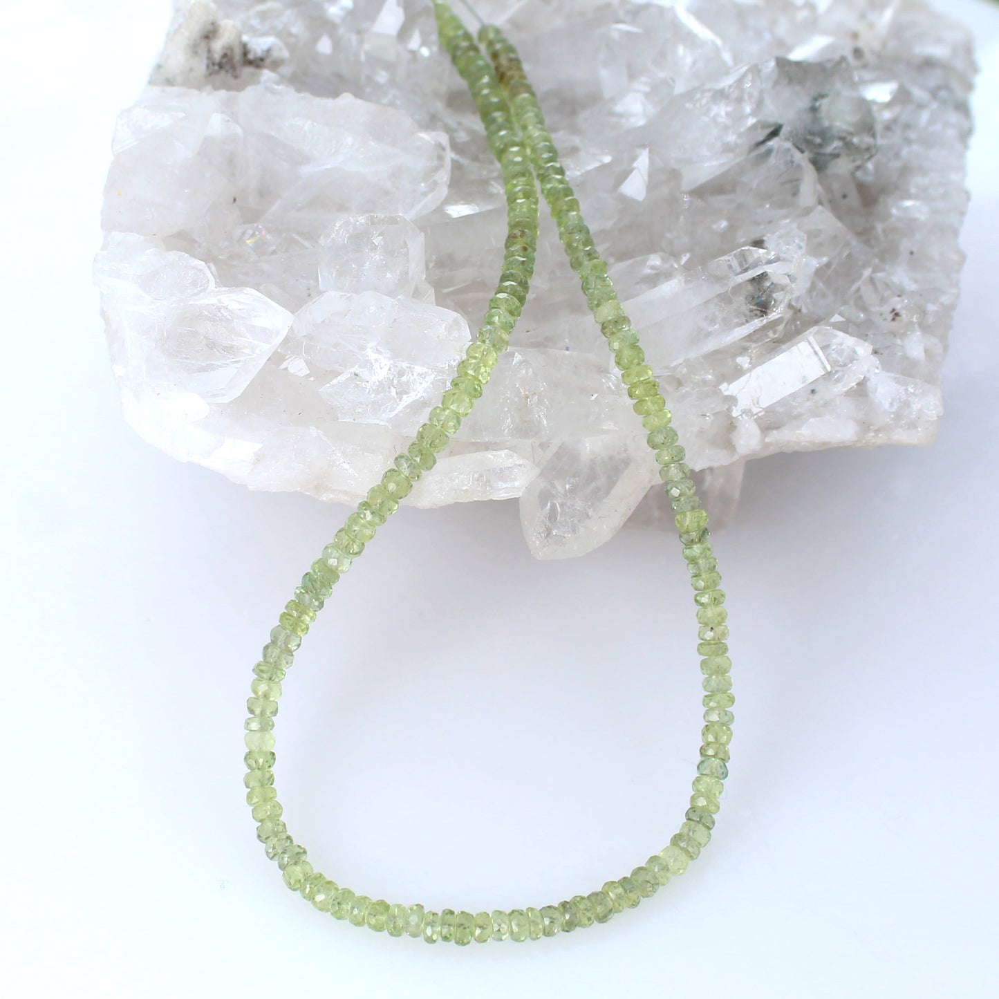 AAA Natural Sapphire Beads Faceted Rondelles Bright Spring Green 12"