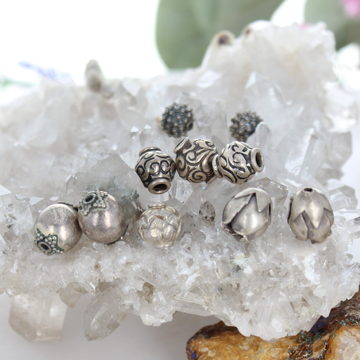 STERLING SILVER Mixed Shape Beads 10-14mm Beads Set of 10