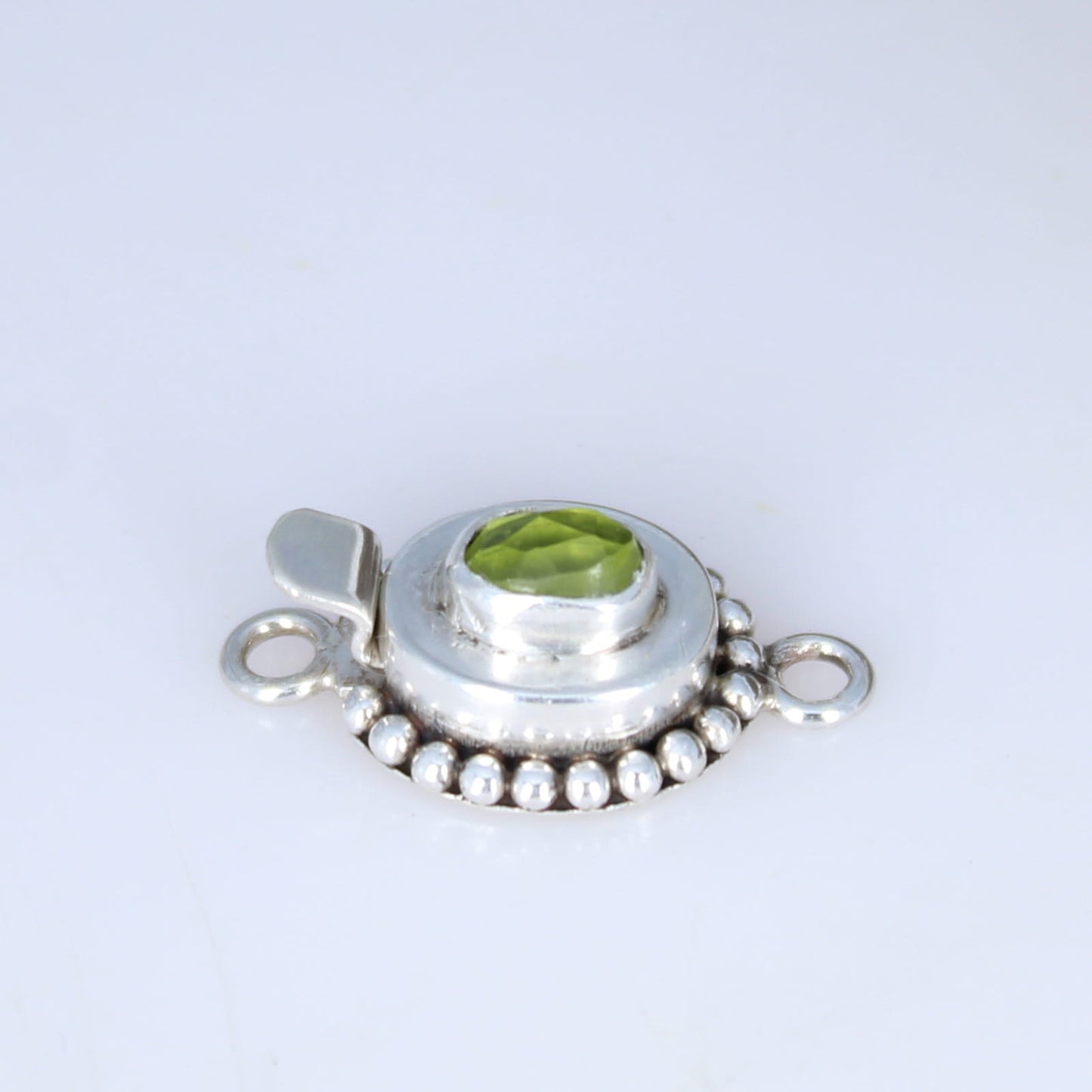 FACETED PERIDOT CLASP Sterling Silver Ball Design