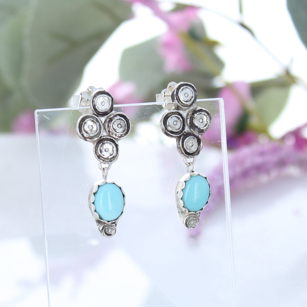 Gorgeous LONE MOUNTAIN TURQUOISE Earrings Boho Sterling Silver