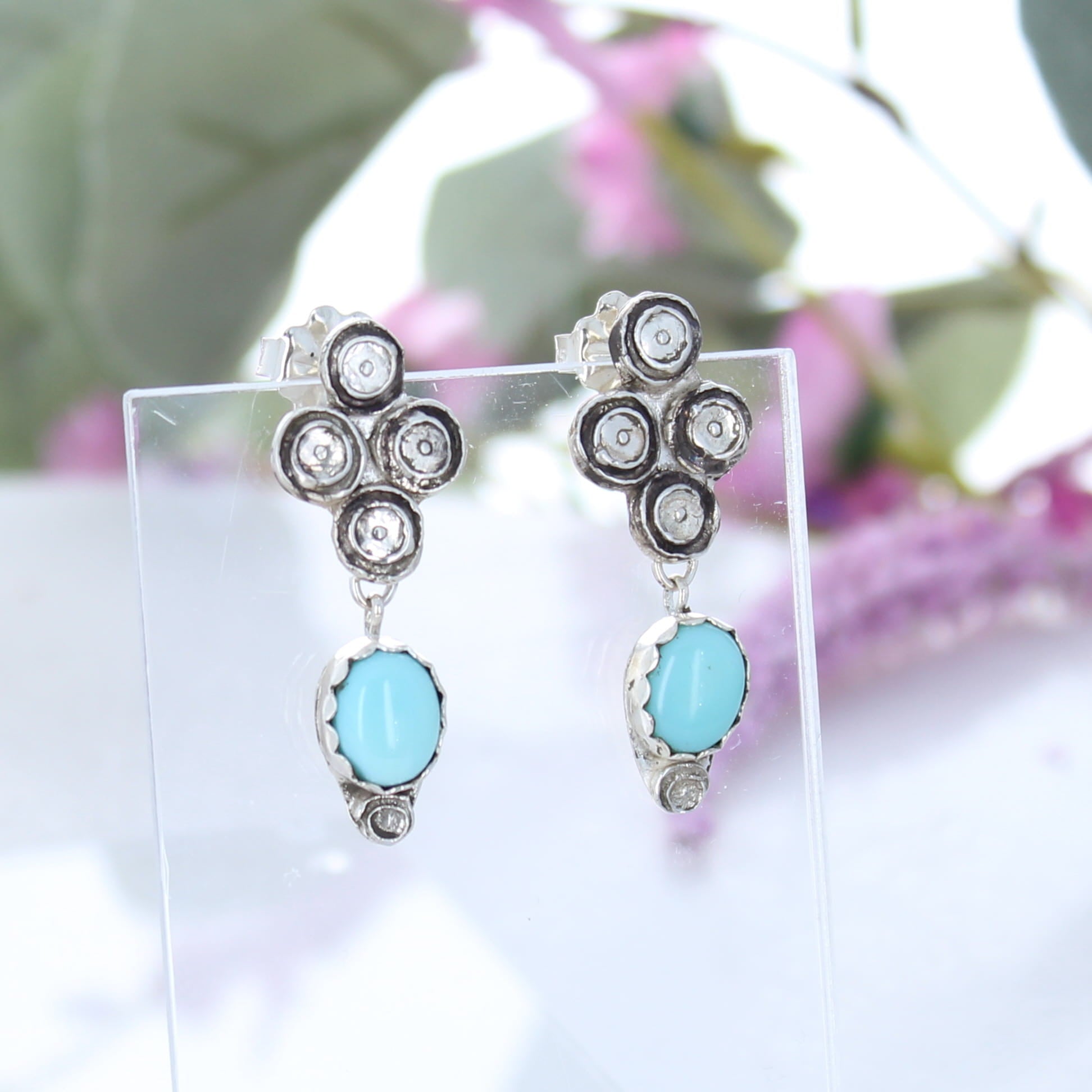 Gorgeous LONE MOUNTAIN TURQUOISE Earrings Boho Sterling Silver