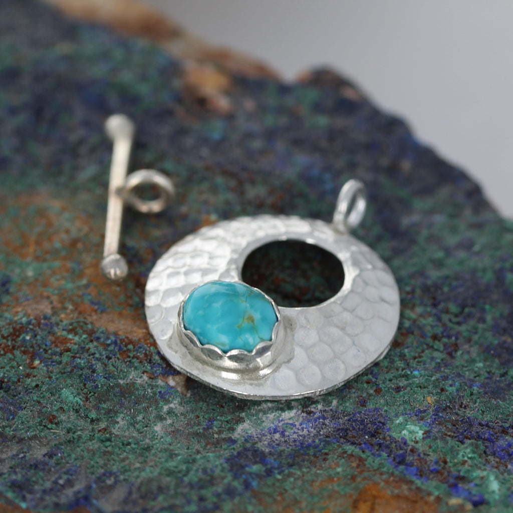 Blue Sonoran Rose Turquoise Toggle Clasp Sterling 8x10mm