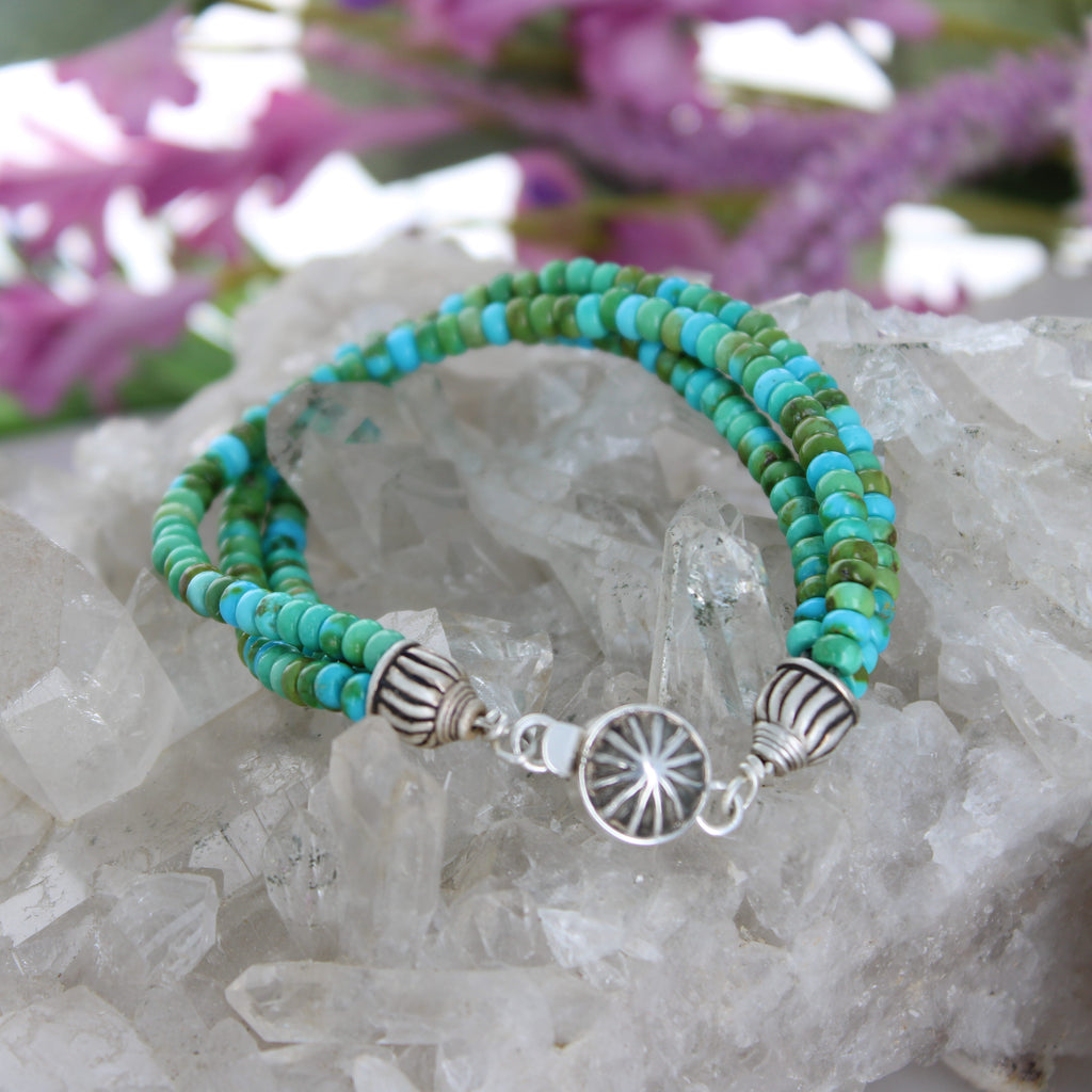 SONORAN TURQUOISE BRACELET Blue Green 3 Strands NewWorldGems