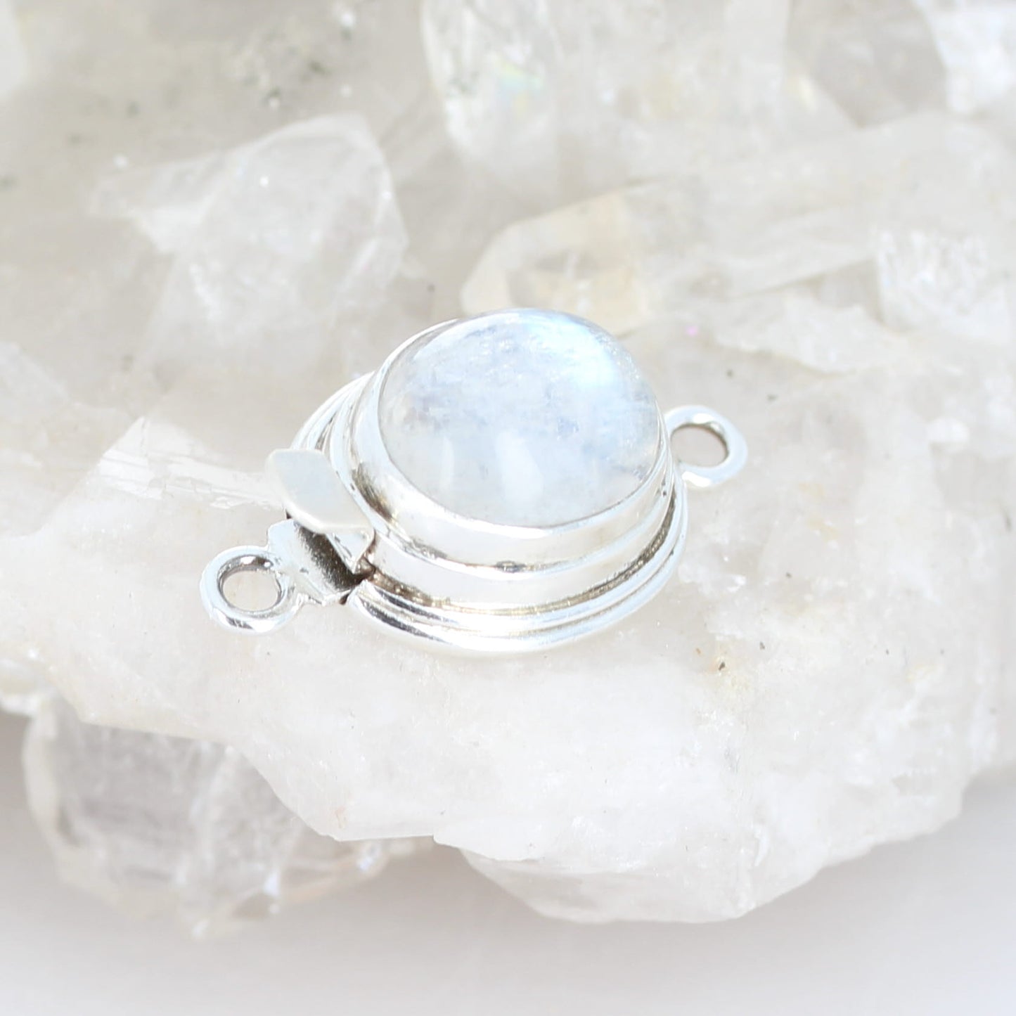AAA Rainbow Moonstone Clasp 14x11mm Sterling Silver Classic