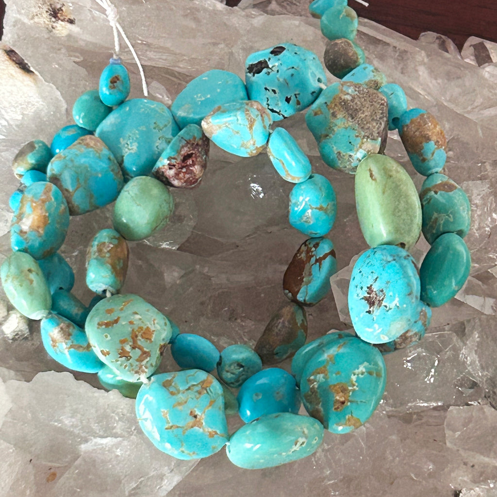 Kingman Turquoise Beads Multi Color Green Aqua 16"