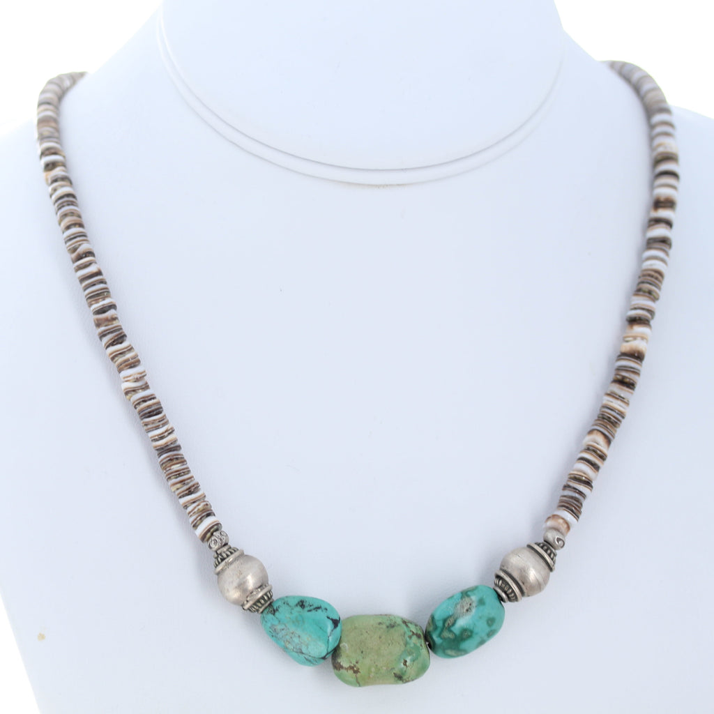 Antique TIBETAN TURQUOISE and CORAL Necklace 19"