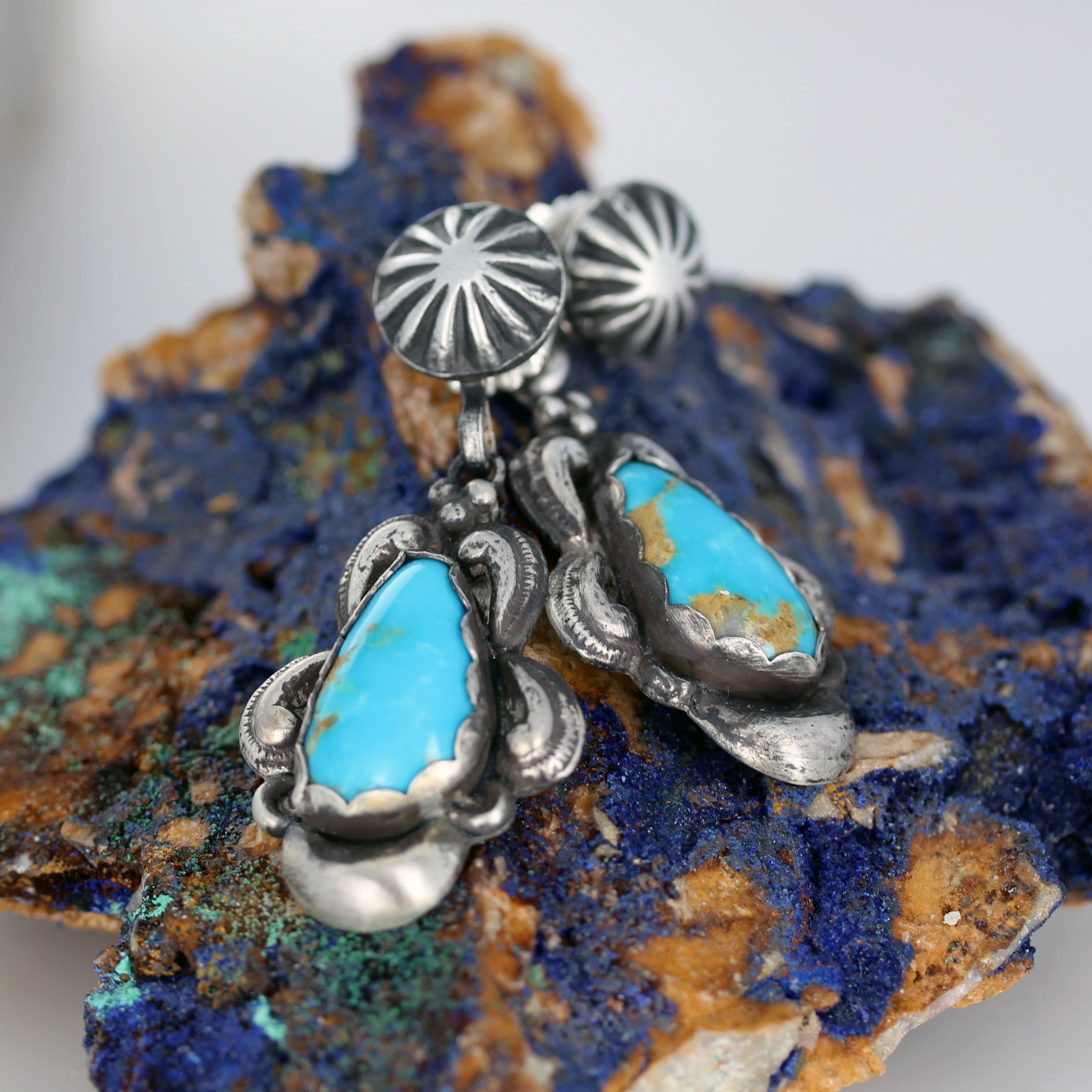 Many Moons Sonoran Blue Turquoise Earrings Sterling Silver #2