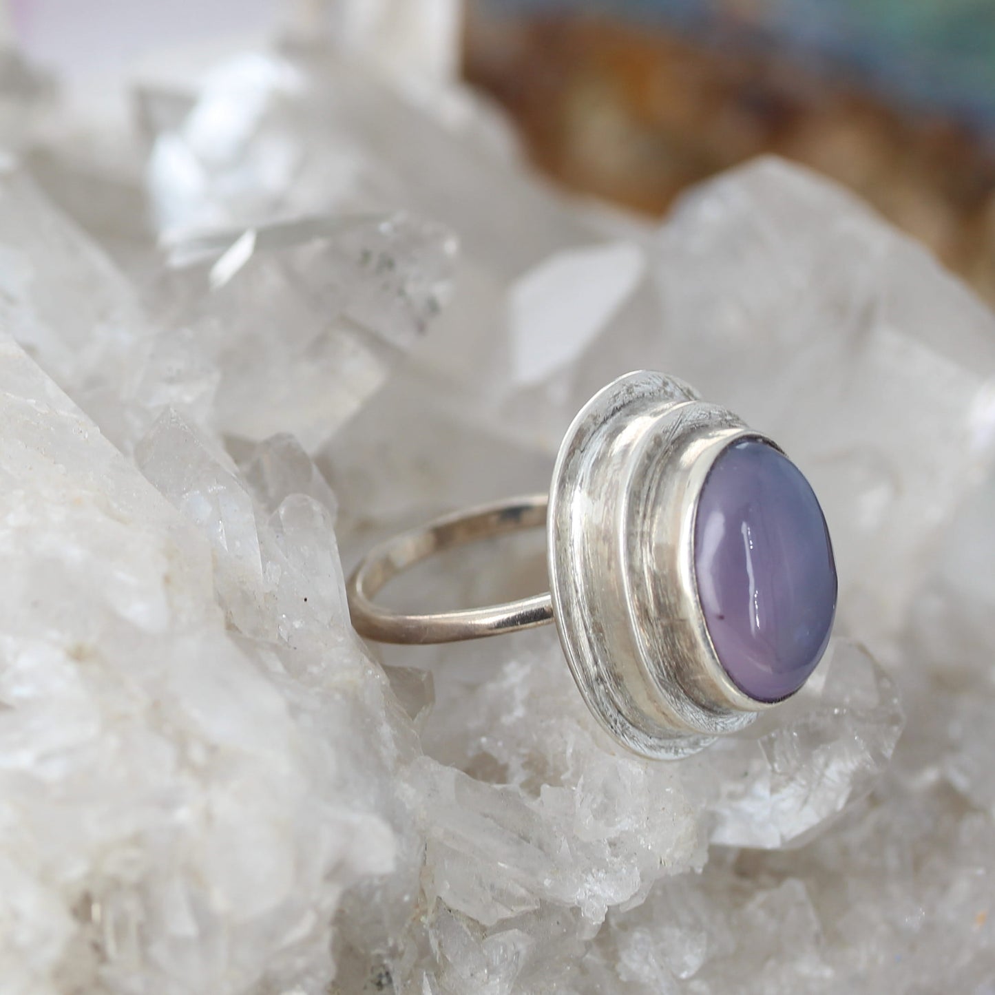 Lavender Holly Blue Chalcedony Rings Sterling Silver Size 7.5