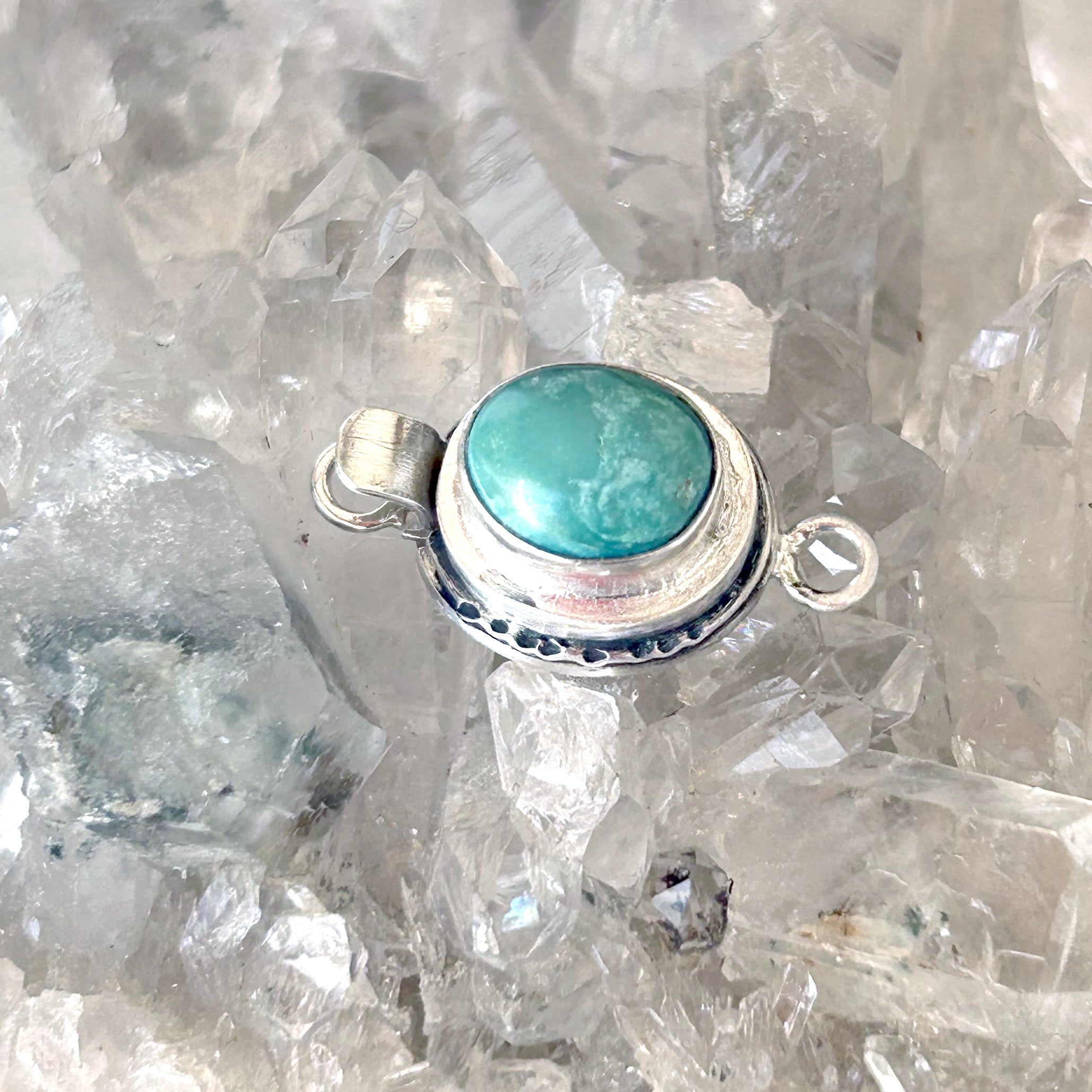 AAA Steel Blue Carico Lake Turquoise Sterling Clasp Classic 9x11mm