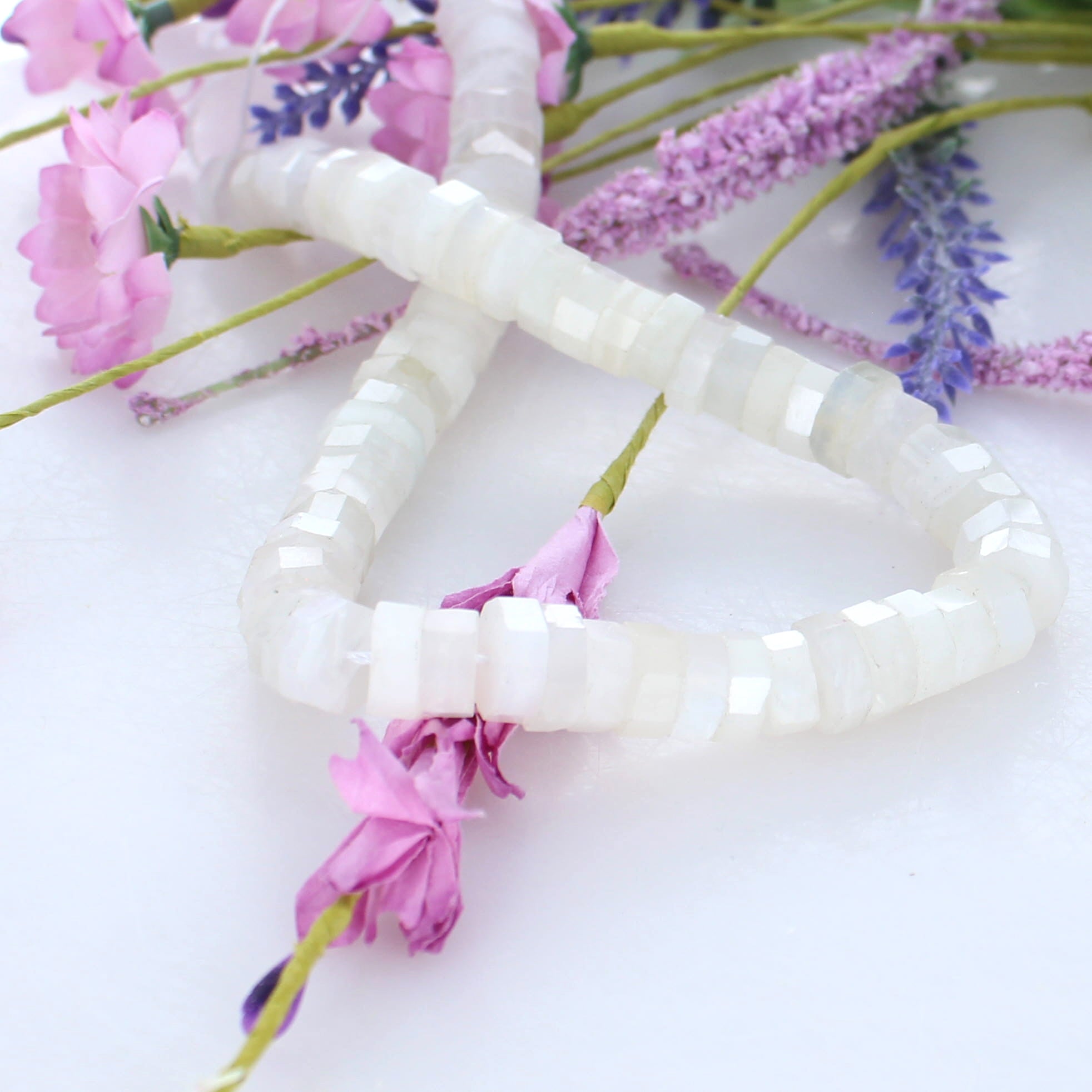 AAA Moonstone Beads Faceted Discs 10.5mm 16"