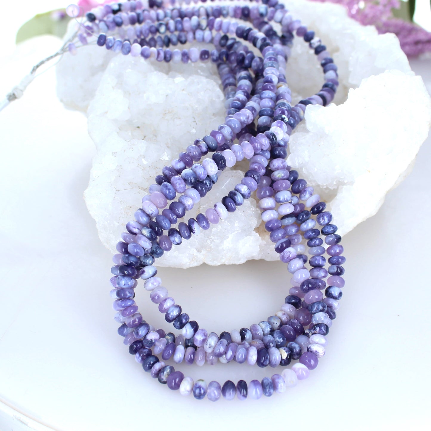 Lavender Mexican Opal Beads Rondelles 5-6mm 18" -NewWorldGems