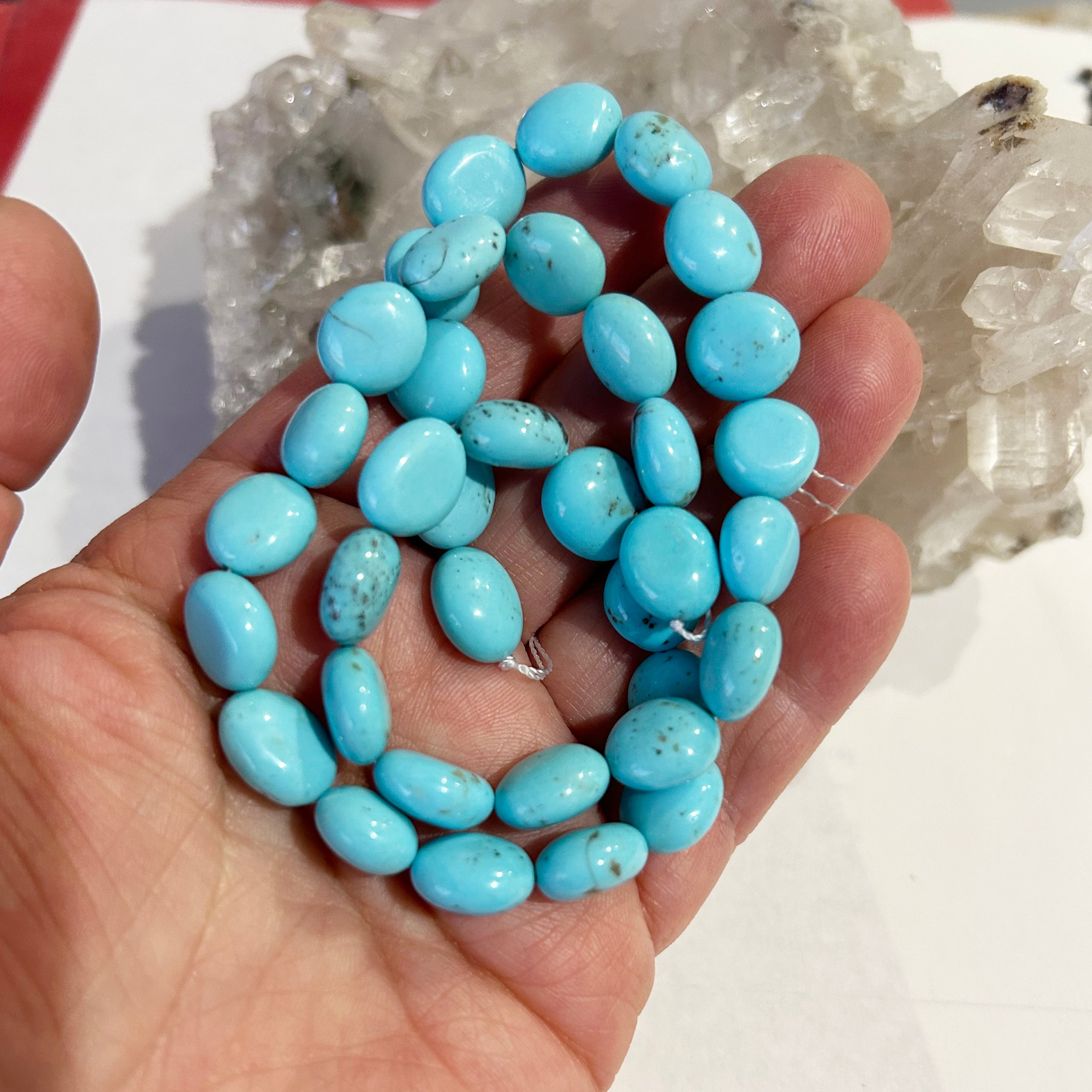 Exquisite Sky Blue Nacozari Turquoise Beads 10-11mm Coin Shaped 16"