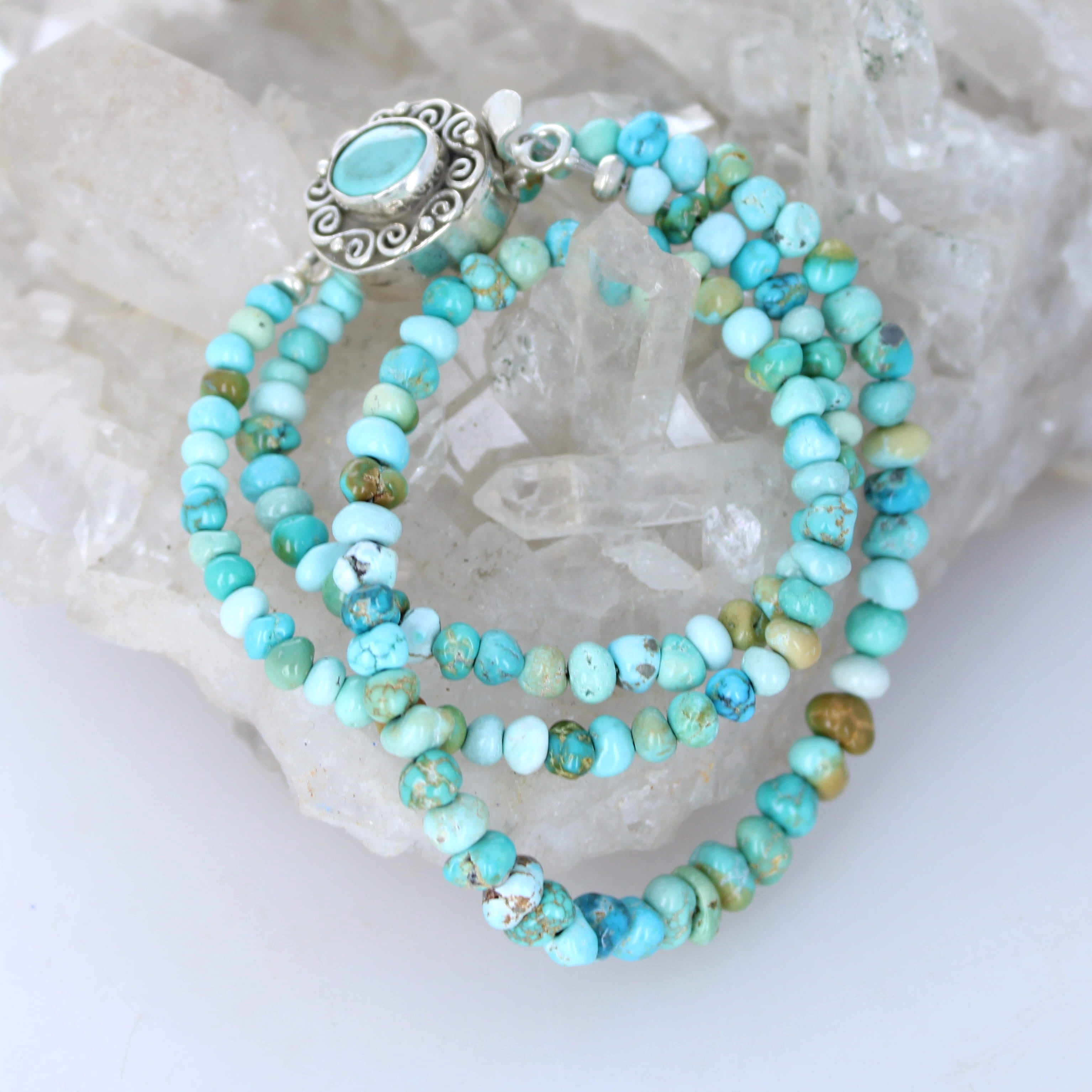 Multi Color Lone Mountain Turquoise Beads Necklace Sterling 4-6mm 19"