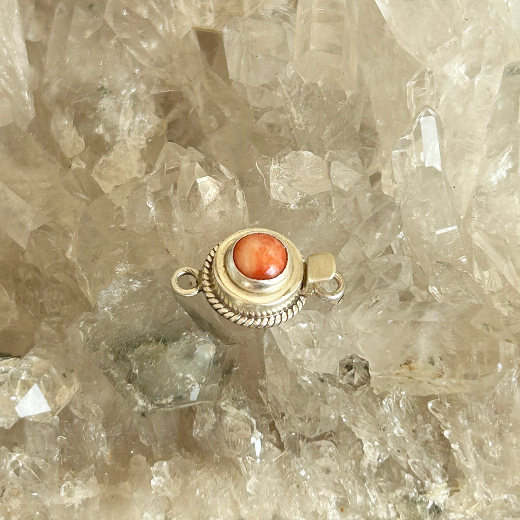 Apricot Spiny Oyster Clasp Sterling 7mm Southwestern Style